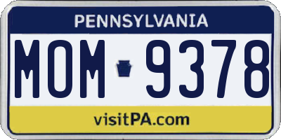 PA license plate MOM9378