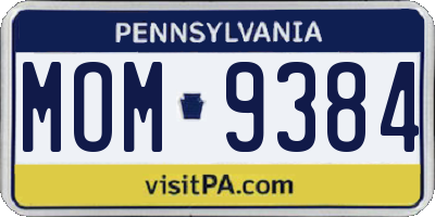 PA license plate MOM9384