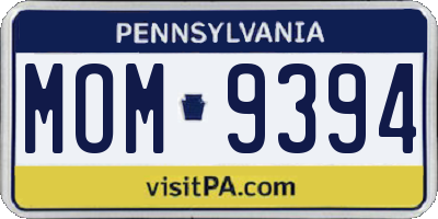 PA license plate MOM9394