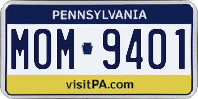 PA license plate MOM9401