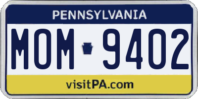 PA license plate MOM9402
