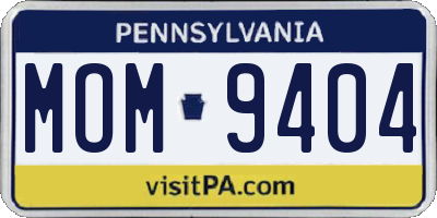 PA license plate MOM9404