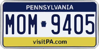 PA license plate MOM9405