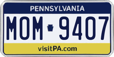 PA license plate MOM9407
