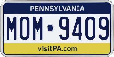 PA license plate MOM9409