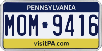 PA license plate MOM9416
