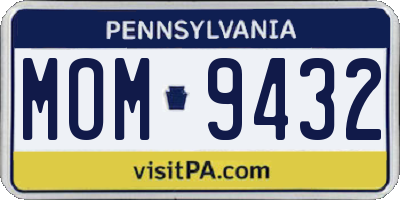 PA license plate MOM9432