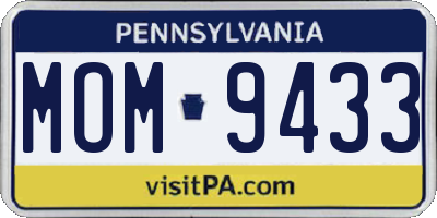 PA license plate MOM9433