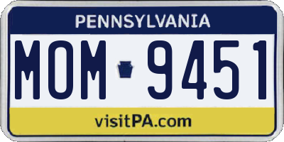 PA license plate MOM9451
