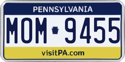 PA license plate MOM9455