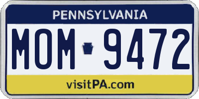 PA license plate MOM9472