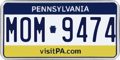 PA license plate MOM9474