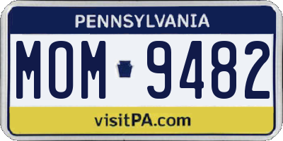 PA license plate MOM9482