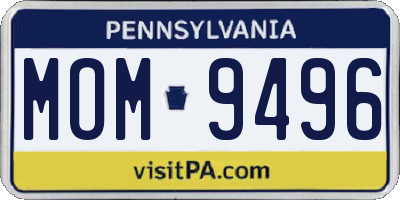 PA license plate MOM9496