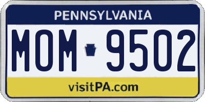 PA license plate MOM9502