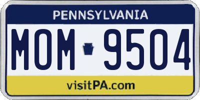 PA license plate MOM9504