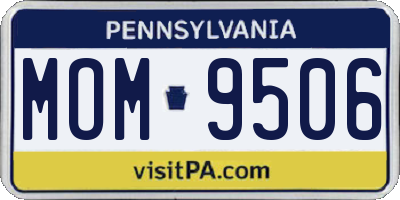 PA license plate MOM9506