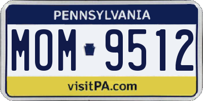 PA license plate MOM9512