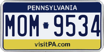 PA license plate MOM9534