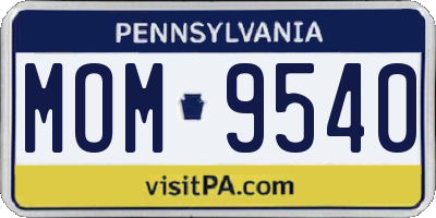 PA license plate MOM9540