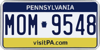 PA license plate MOM9548