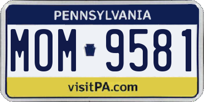 PA license plate MOM9581