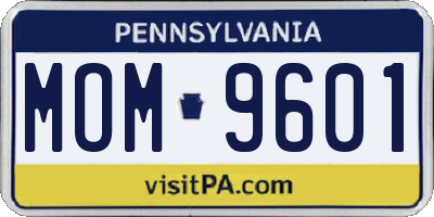 PA license plate MOM9601