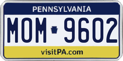 PA license plate MOM9602
