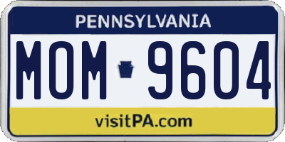PA license plate MOM9604