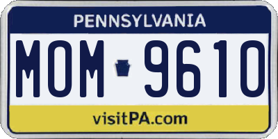 PA license plate MOM9610