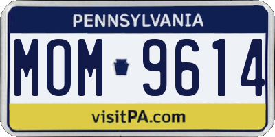 PA license plate MOM9614