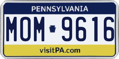 PA license plate MOM9616