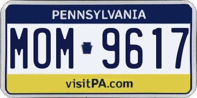 PA license plate MOM9617
