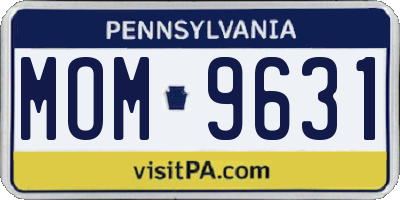 PA license plate MOM9631