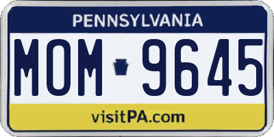 PA license plate MOM9645