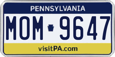 PA license plate MOM9647