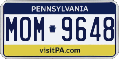 PA license plate MOM9648