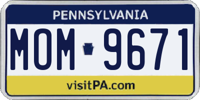 PA license plate MOM9671