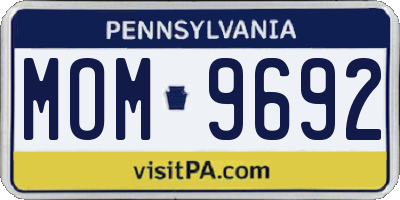 PA license plate MOM9692