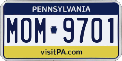 PA license plate MOM9701
