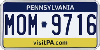 PA license plate MOM9716