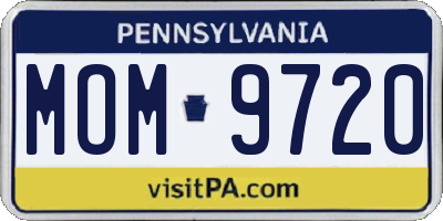 PA license plate MOM9720