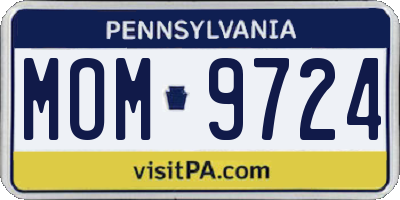 PA license plate MOM9724