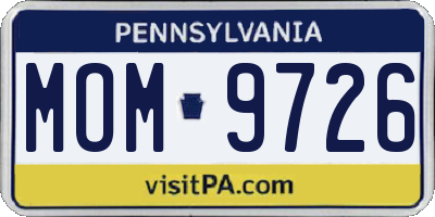 PA license plate MOM9726