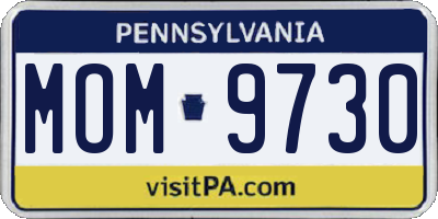 PA license plate MOM9730