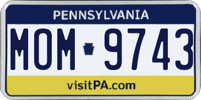 PA license plate MOM9743