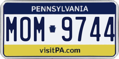 PA license plate MOM9744
