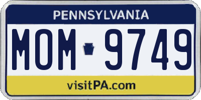PA license plate MOM9749