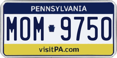 PA license plate MOM9750