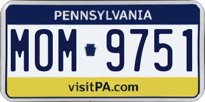 PA license plate MOM9751